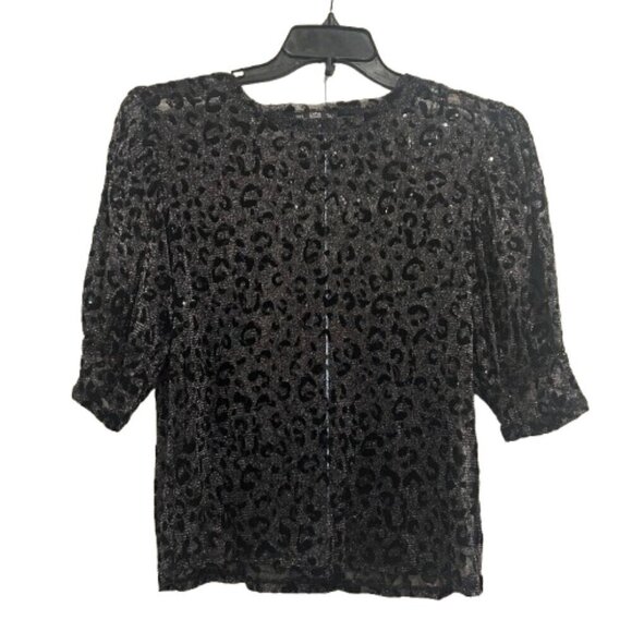 Zara Tops - Zara Black Leopard Print Sheer Blouse Women’s Size M